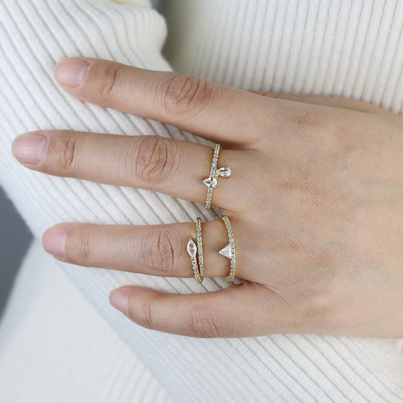 sdzstone 2025 New HOT sale Wholesale Gold Color Fashion Jewelry 5A Cubic Zirconia Geometric CZ Simple Women Stacking Finger Rings