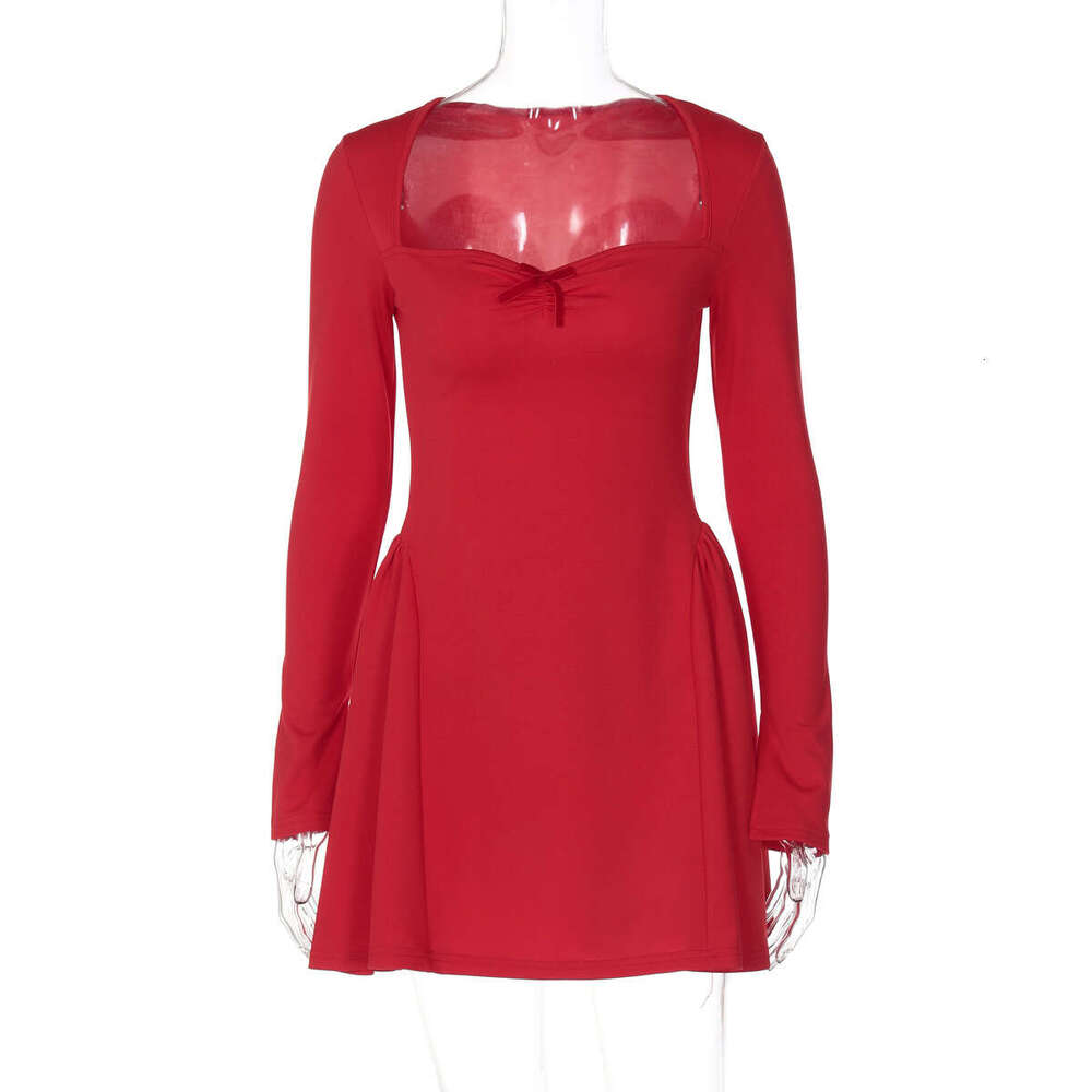 European and American hot selg women's autumn strapless sexy long sleeved slimming princess dress wholesale 2025 temperament versatile new trendy