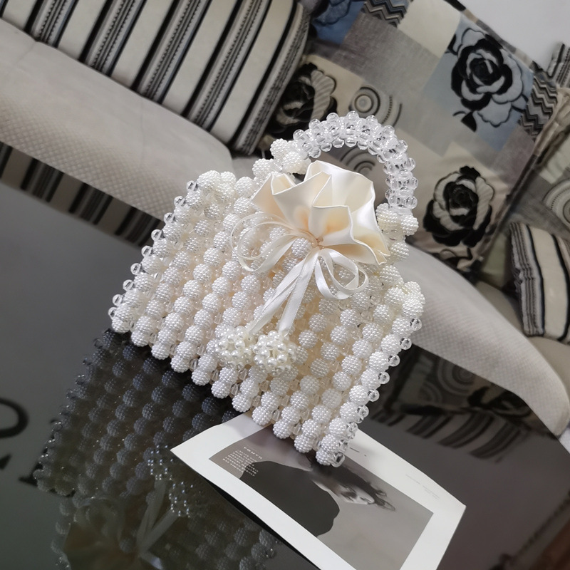 Sophisticated Ladies' Evening Tote Featuring Hand-Stitched Pearls and Beadwork Detail