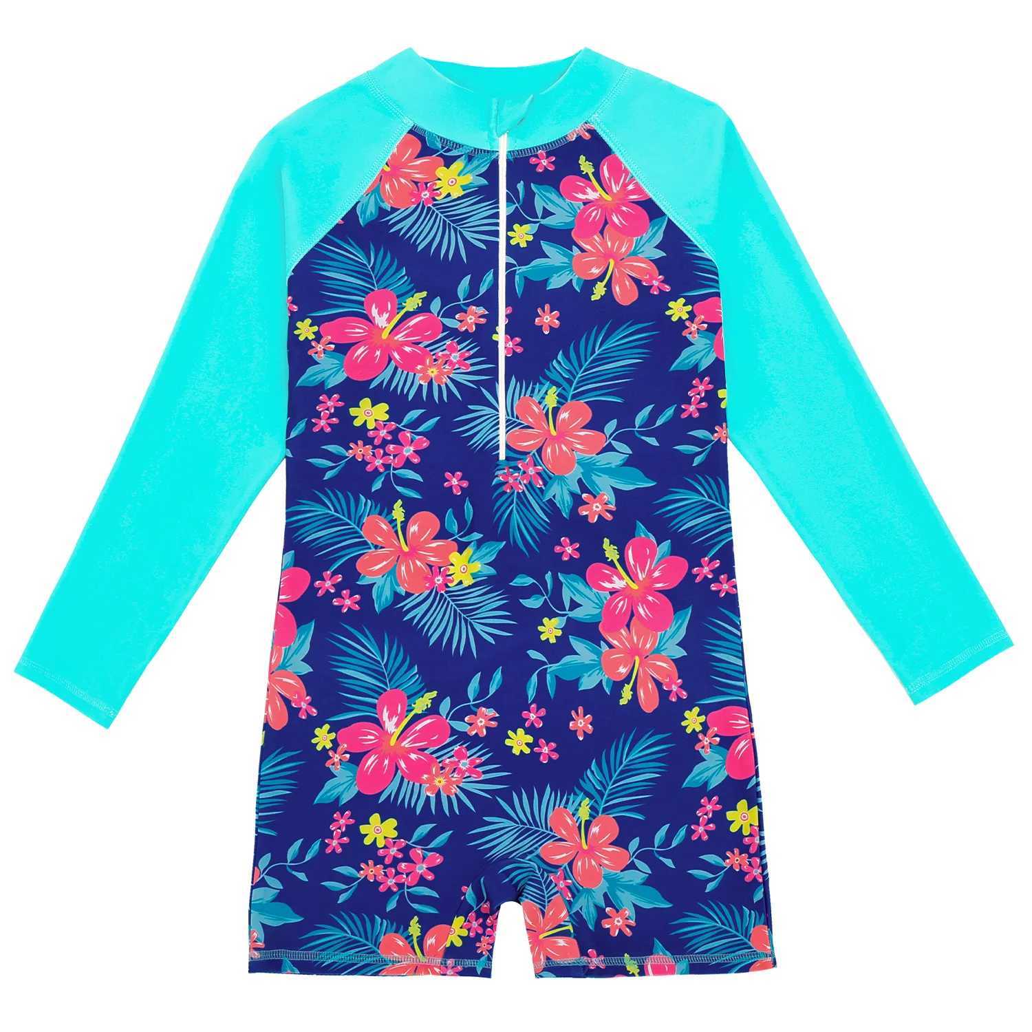 Childrens Swimsuits Girls Long Sleeves Bathing Suit Girls Sunscreens 4-12Years Kids Water Sports Quick Dry Swimsuit Z250214