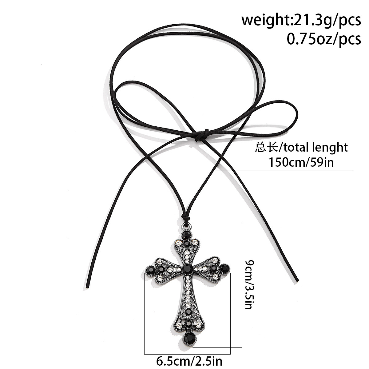 Woman Exaggerated punk style necklace, female niche accessory, cross, rhie drawstring collar, sweet and cool choker