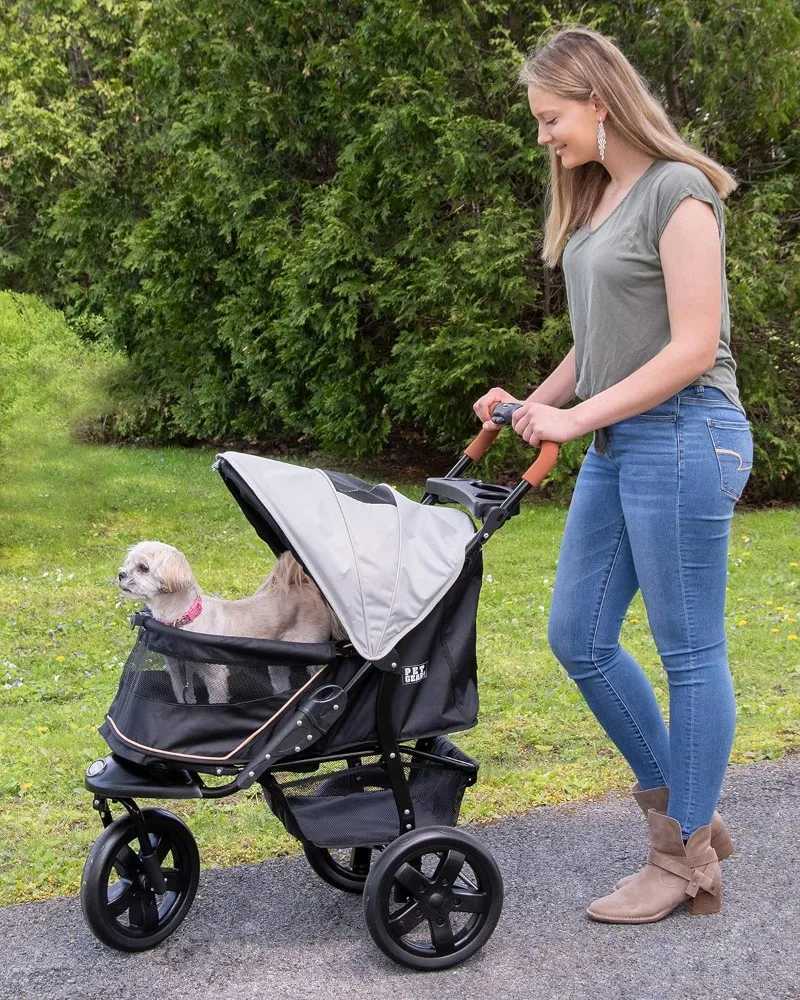 Others Dog Carrier No-Zip Pet Stroller for Cats/Dogs Zipperless Entry Easy One-Hand Fold Jogging Tires Removable Liner Cup Holder Storage Basket H2502
