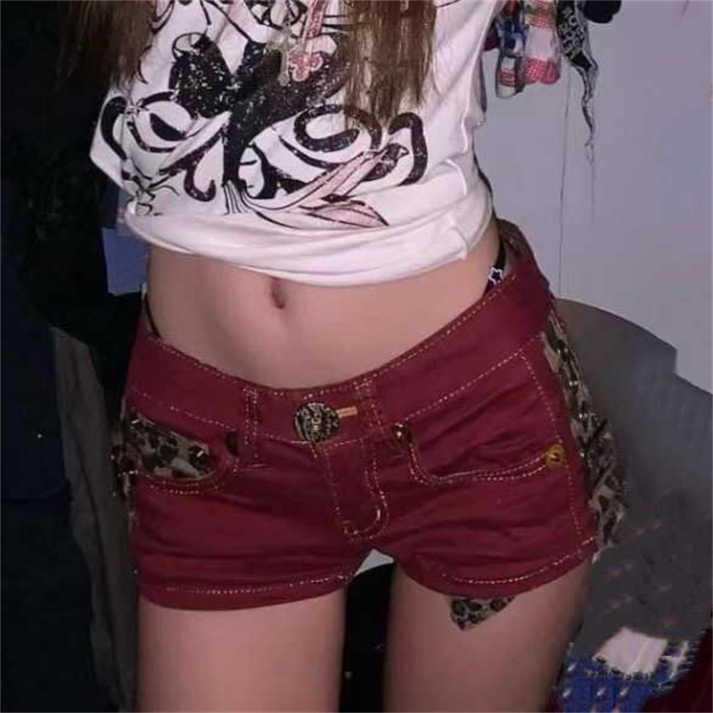 Womens Mini Cargo Denim Shorts Vintage Oversize Mini Jean Shorts Streetwear Korean Cowboy Short Pants 2000s Clothes Summer 250213