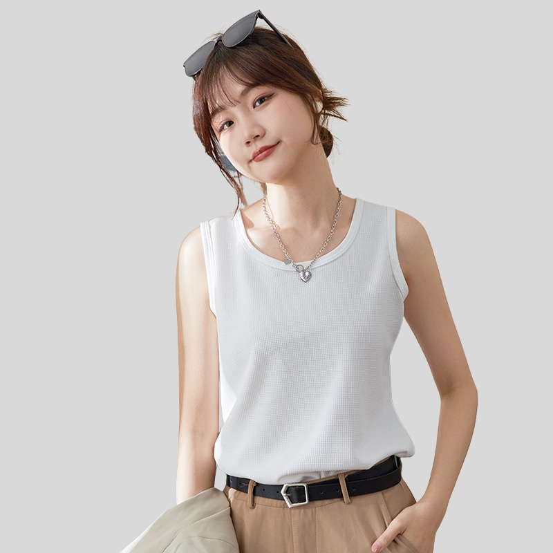 New suspender vest women's summer wear waffle loose top slim sleeveless bottoming shirt t-shirt