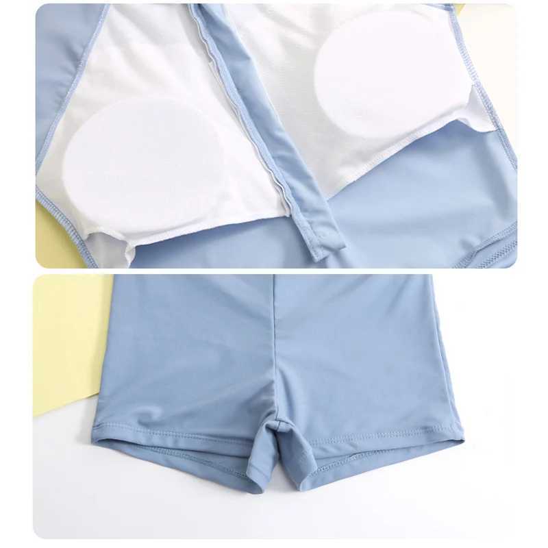 Long Sleeve Front Zipper Big Girls One Piece Swimsuit Childrens Swimwear Kids Swimming Suit With Pad Swimming Suit Beachwear Z250214