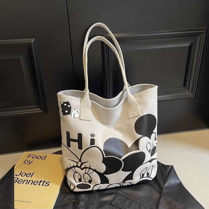 Cartoon Canvas Bag for Women 2025 Thickened New Large Capacity Handbag Commuter Single Shoulder Tote