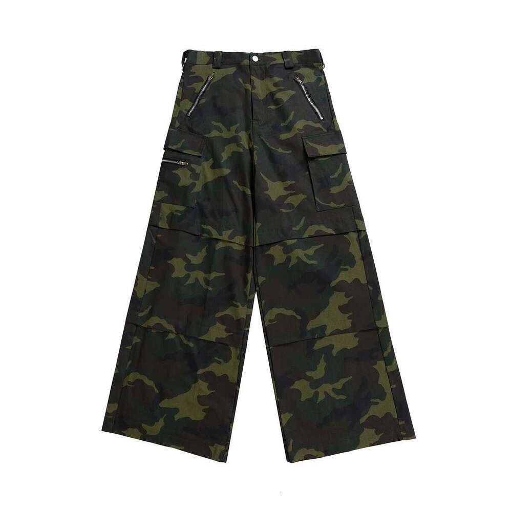 Multi-Pockets Camouflage Cargo Pants For Men And Women Streetwear Patchwork Baggy Overalls Wide Leg Loose Trousers