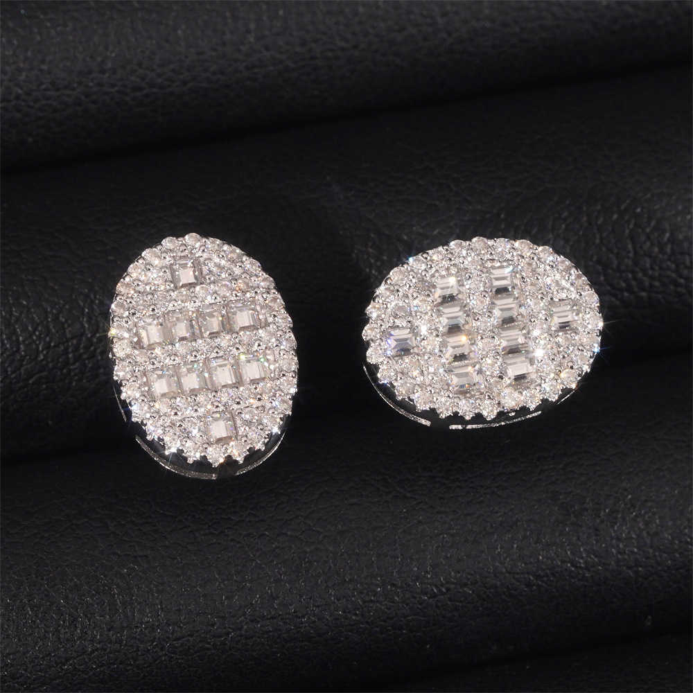 New Mens and Womens Cross Earrings S925 Silver Inlaid Moissan Hip Hop Earrings