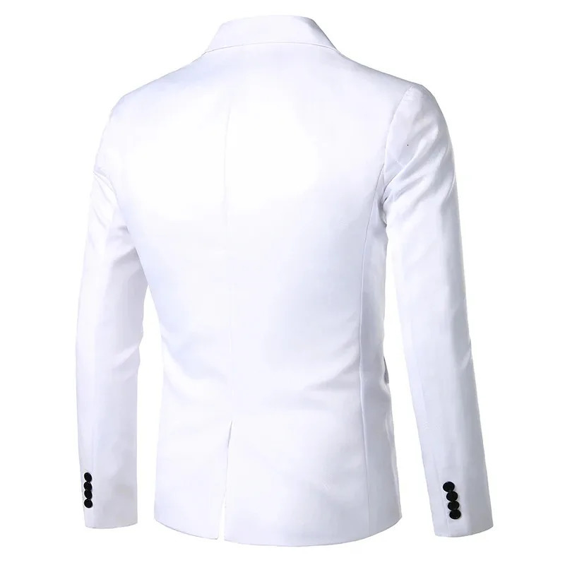 Arrival Suit Mens Single Button Suits Slim Fit Party Wedding Casual Blazer Black and White Solid Collar Blazers 250211