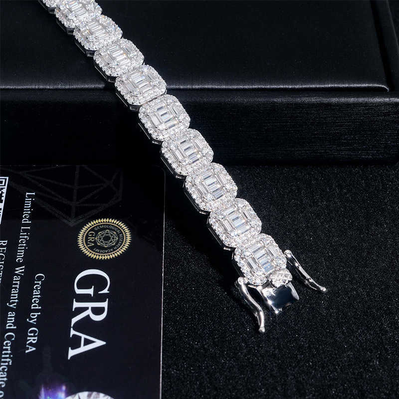 Diamond Hair New 10mm Square Bracelet 925 Silver Moissanite Full Set Trendy Brand Bracelet Accessories