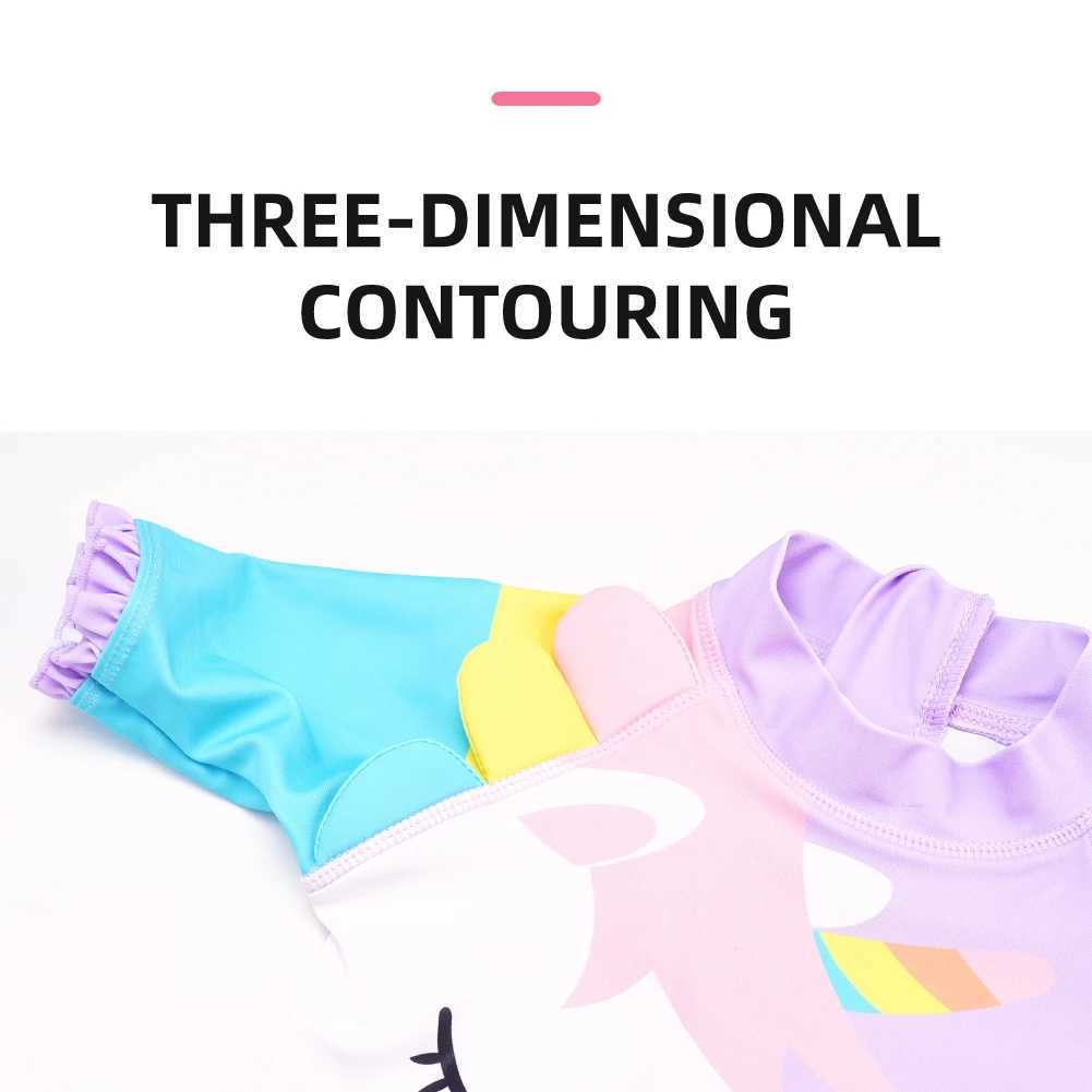 Happyflute 7-24kg Boy Girls One Piece Long Sleeve Swimsuit Cute Baby Princess Swim Cloth Z250214