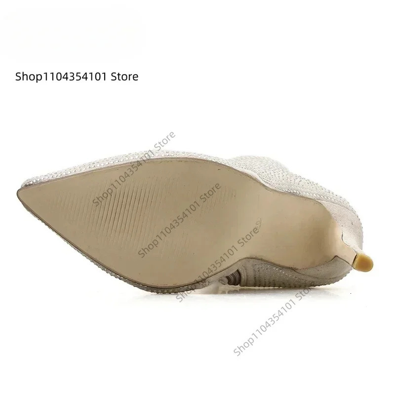 Spring Banquet Sexy Shiny Crystal Rhies Womens Ankle Boots High Heels Nightclub Modern Booties For Females Shoes 250220