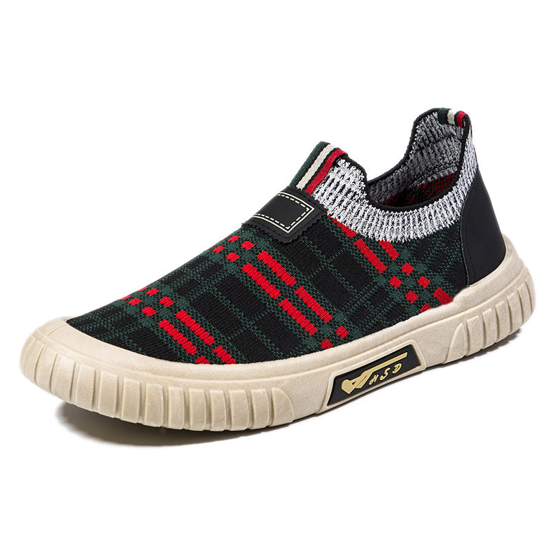 European And American Outdoor Summer Breathable Lazy Shoe Design, Casual Flat Shoes Fashionable Fly Woven Mesh Socks Men's Shoes Classic Balance 