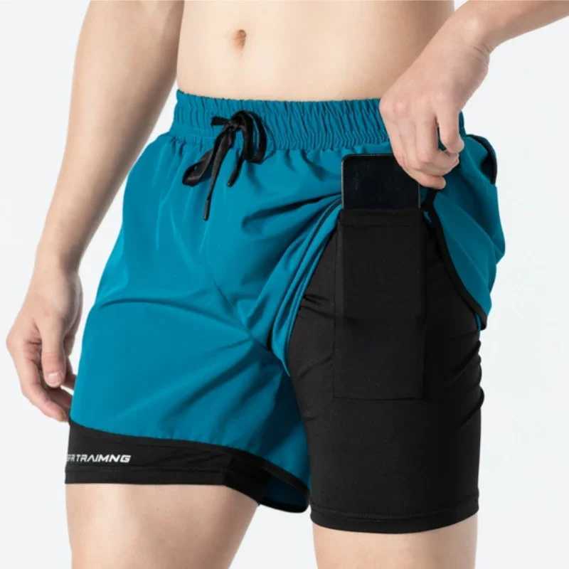 UETEEY Mens Shorts 2 in 1 Sports Fitness Gym Running Workout Shorts Hidden Pocket Quick Drying Cycling Jogging Men Short PantsXJ250213