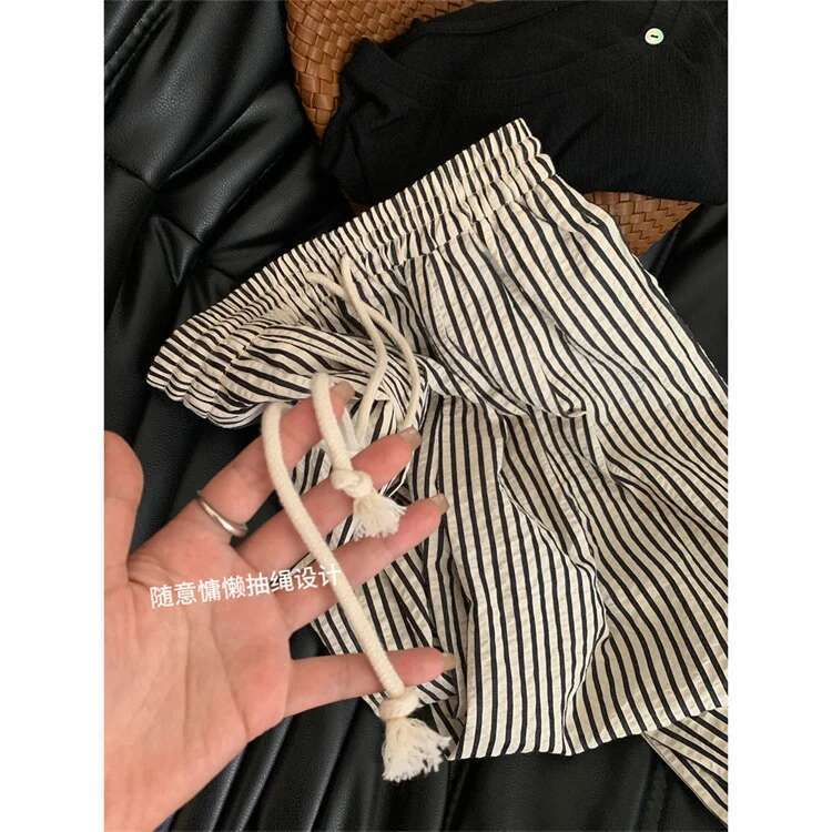 Striped For Women In Summer Loose Slim Casual Wide Straight Leg Long Pants