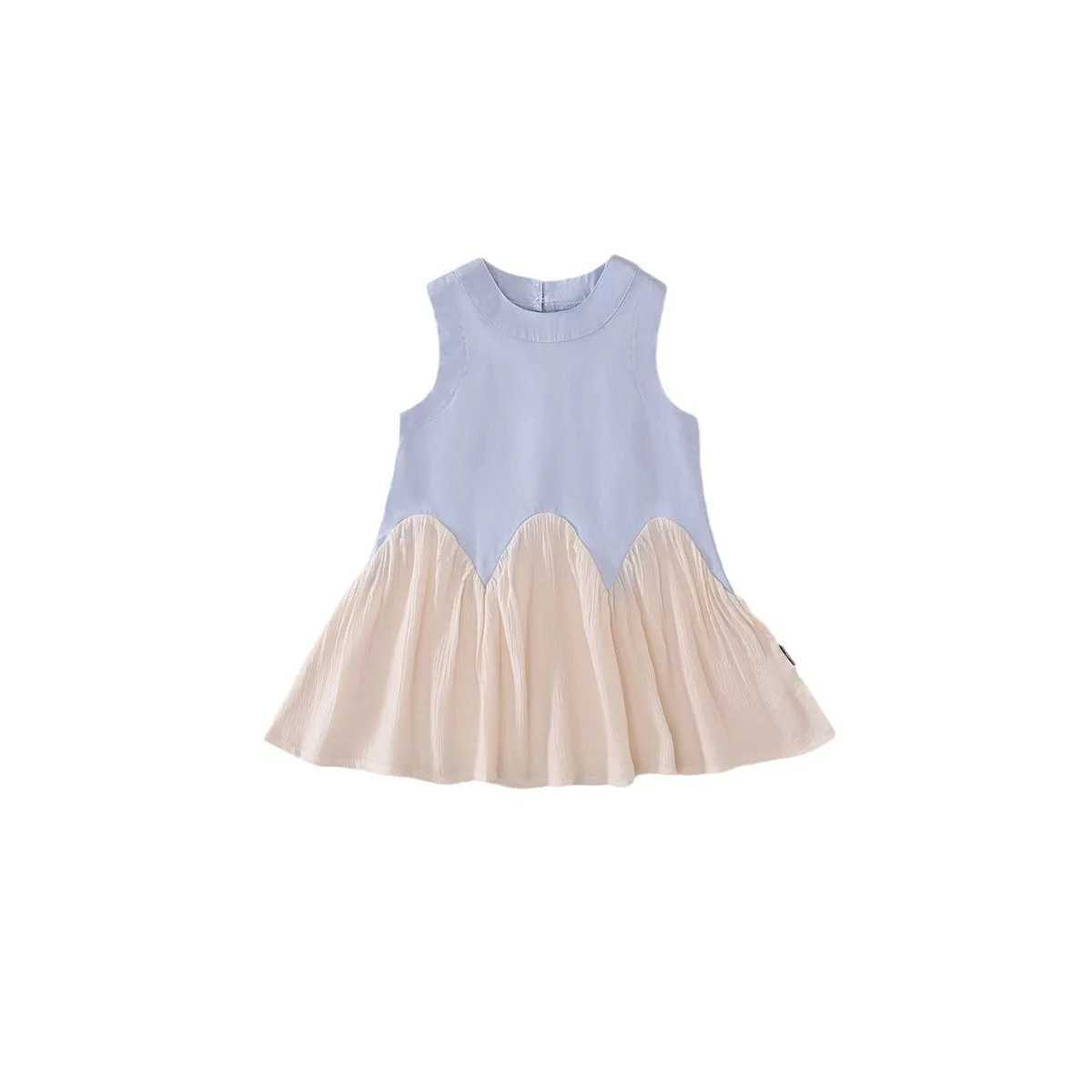 2025 Spring Summer Children Girls Sleeveless Dress Spliced Cotton Kid Girls Frock Candy Color Sweet Toddler Girls Princess Dress Z250214