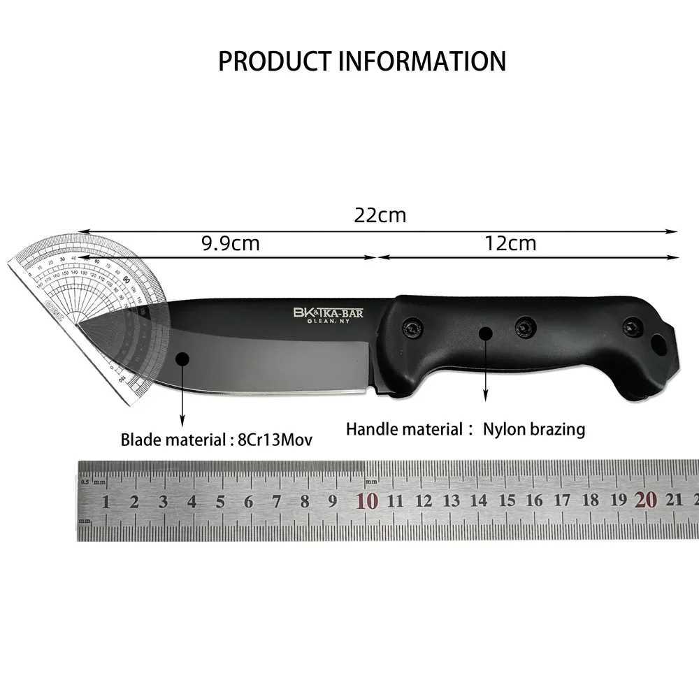 NEW KB Fixed Blade Knife BK2 Outdoor Cam Knife 8Cr13Mov Blade Nylon Fiber Hand EDC Survival Hunting Hiking Tool Gift W250214