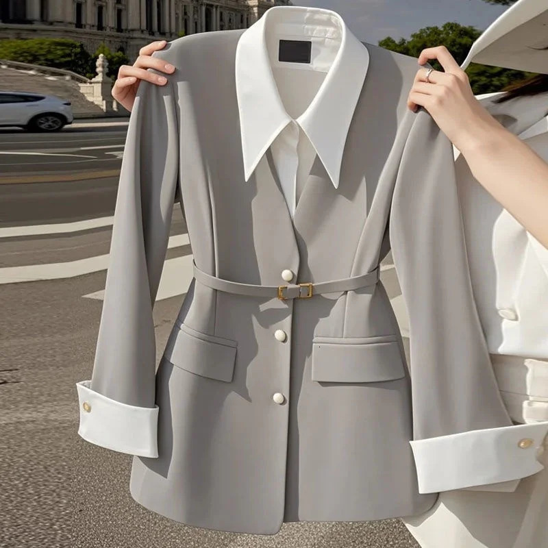 Spring Autumn Fashion Womens Suit Jacket Niche Unique Chic AgeReducing French Senior Sense Two Women Blazer 250213