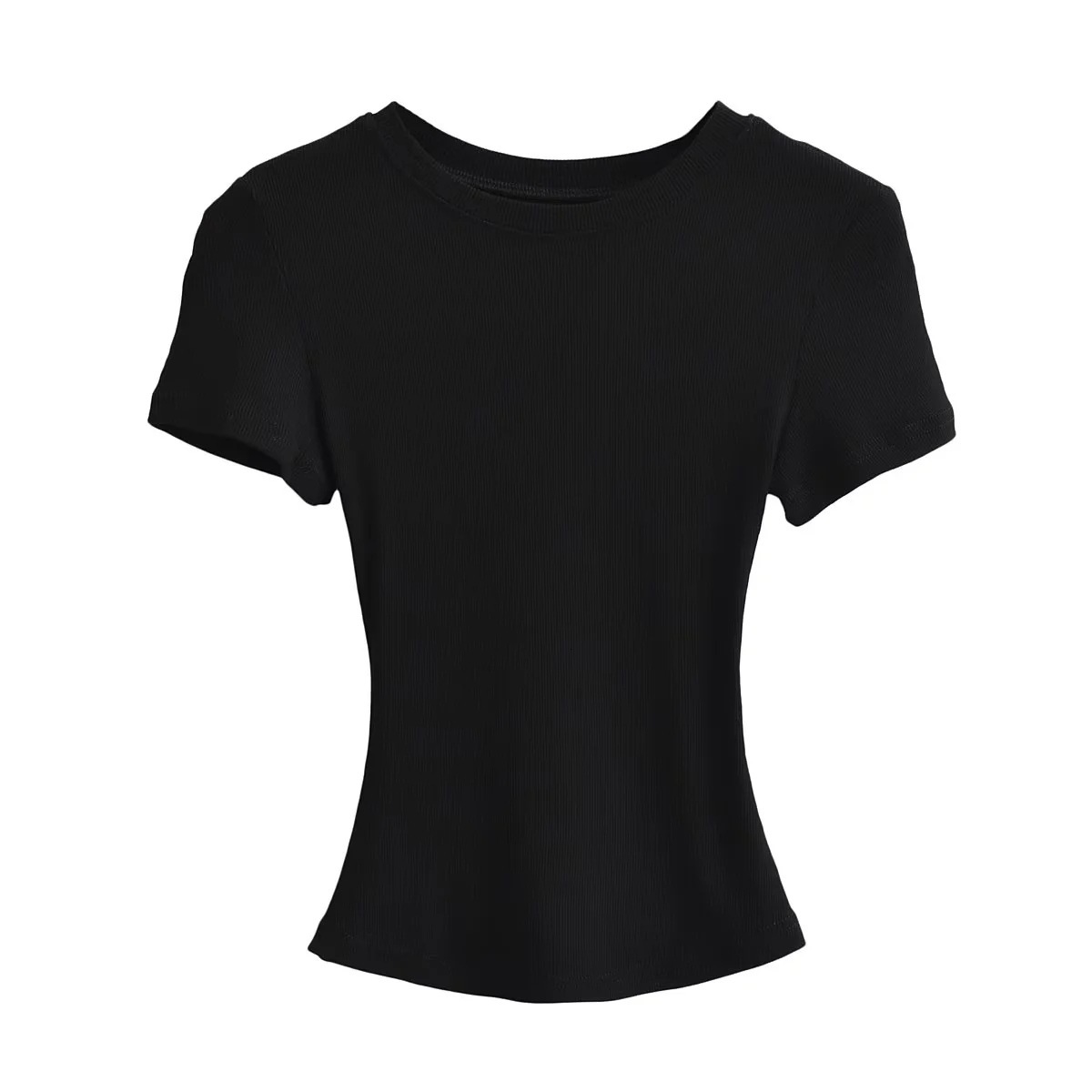Designer Free Shipping Sexy Small Round Neck Short Sleeved Women T-shirt 2025 Summer Skiing Solid Color Baseline Top