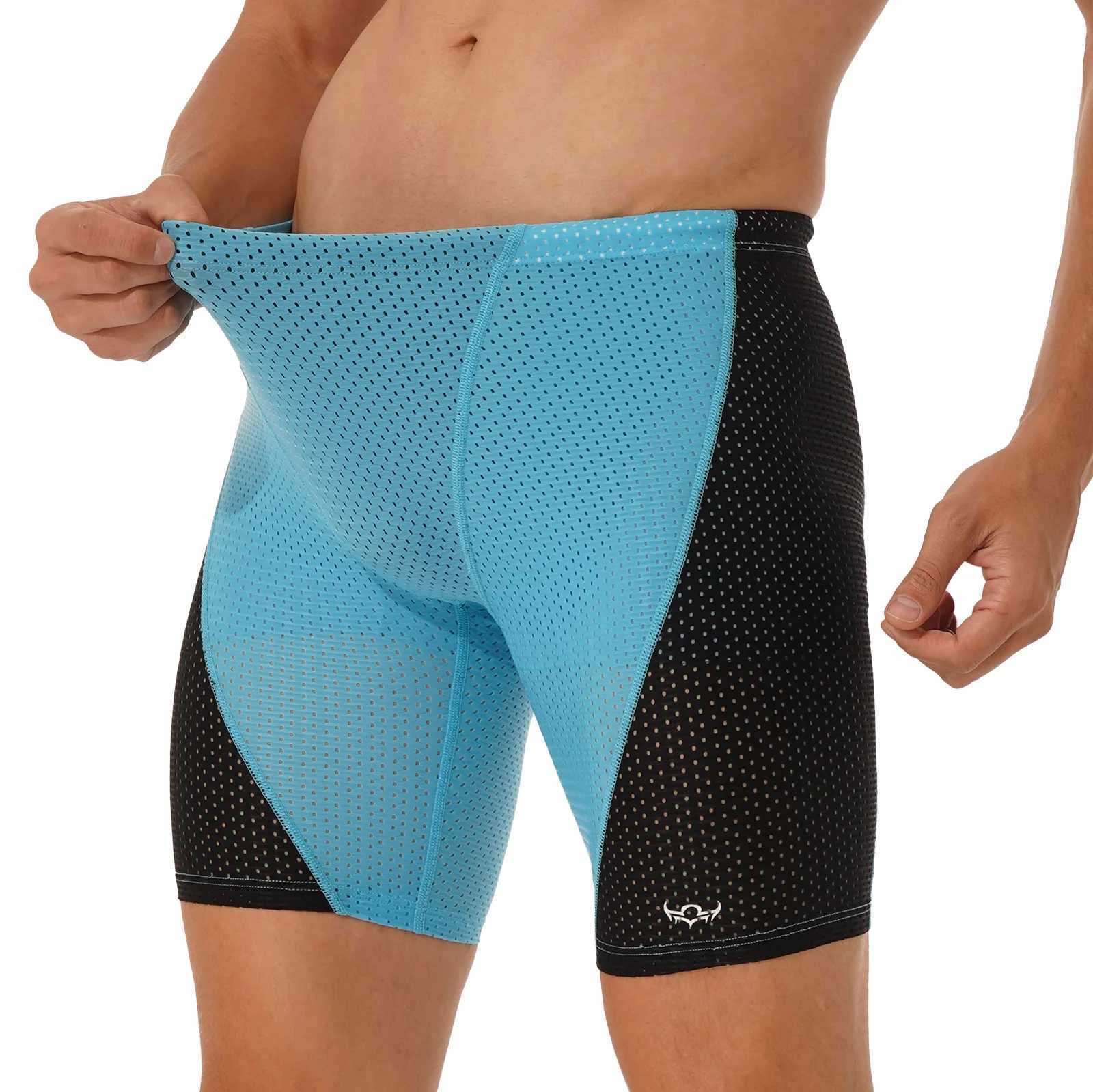 Swimwear Mens Swimsuit Hollow Out Quick Dry Swimming Trunks Contrast Color Shorts Sports Gym Fitness Yoga Cycling Short Pants W250214