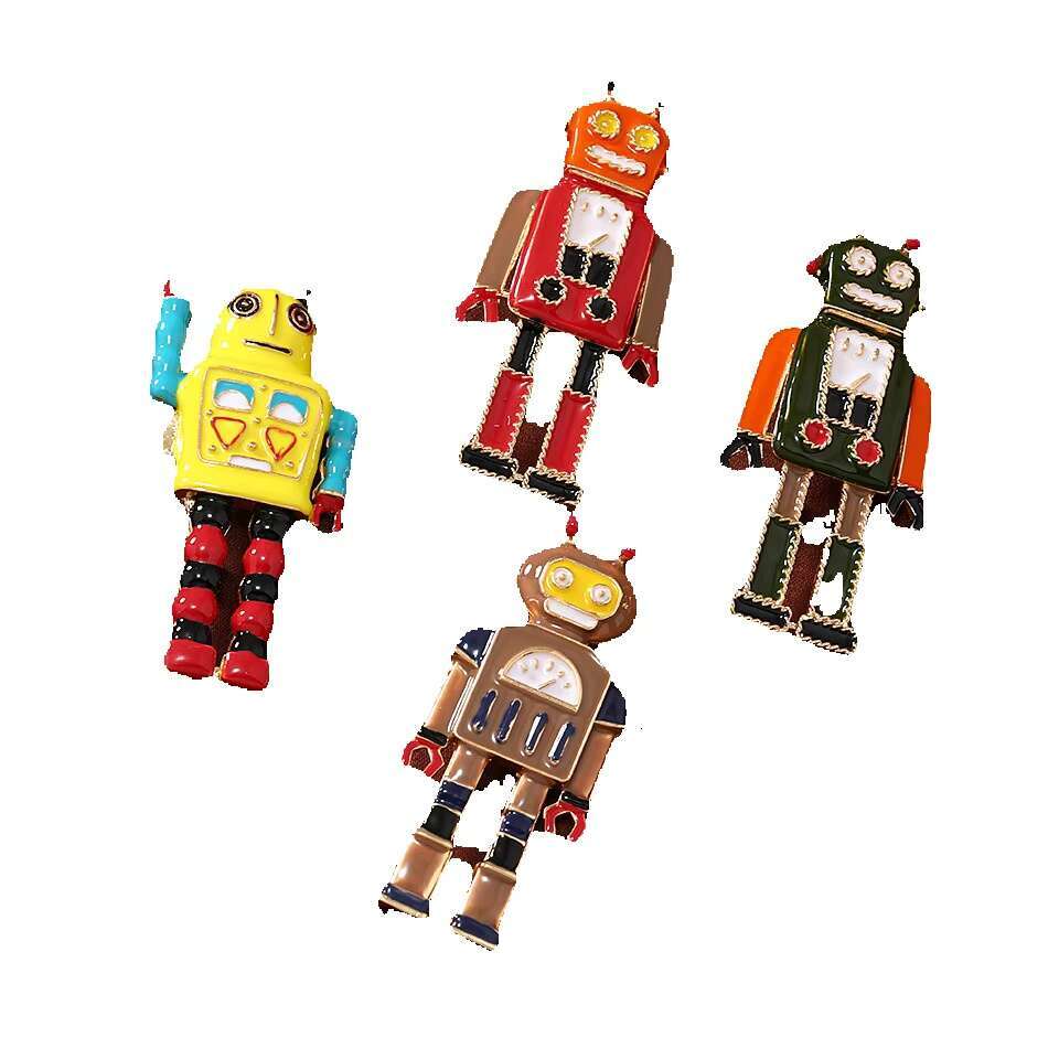 Personalized robot brooch for men's nostalgic outerwear, formal attire, brooch, student bag, buckle accessories