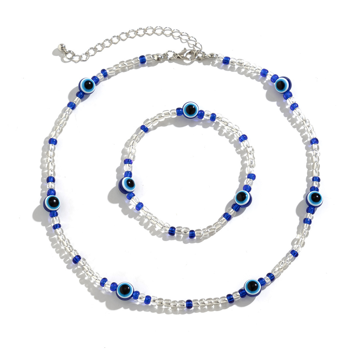 Fashion Woman Blue Eyes Beaded Jewelry Ethnic Controversy Semitic Women's Necklace