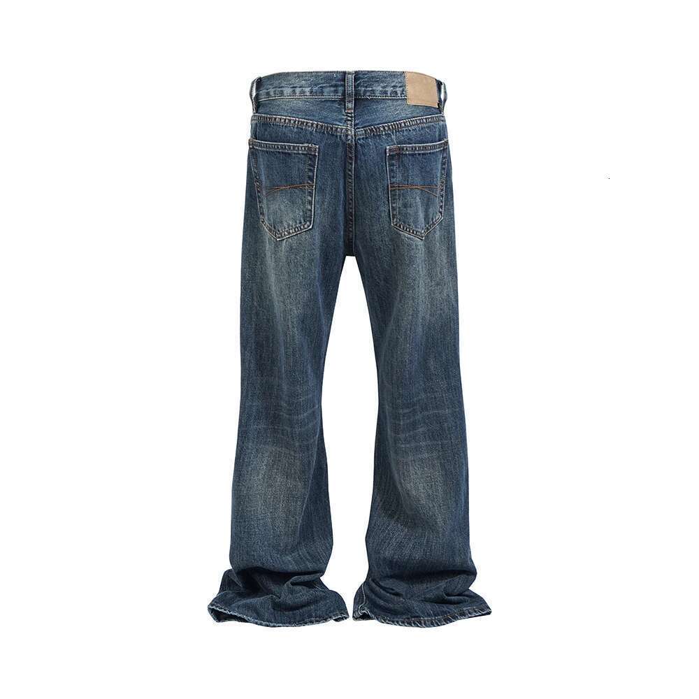 High Street Washed Hole Blue Boot Cut Mens And Women Ripped Vintage Baggy Flare Jeans Ropa Hombre Loose Denim Trousers Oversized