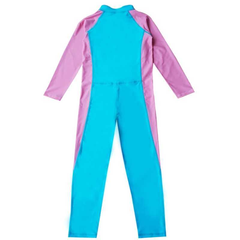 Girls Swimsuit 3-10 Years UPF 50+ UV Sun Protective One Piece Long Sleeve Swimwear With Zipper Rash Guard Beachwear Z250214