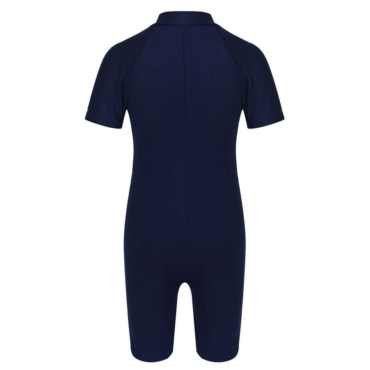 Kids Girls Boys One Piece Zip-Up Swimsuit Jumpsuit Short Sleeve Rash Guard Zippered Shor Jumpsuit UPF 50+ Wetsuit Swimwear Z250214