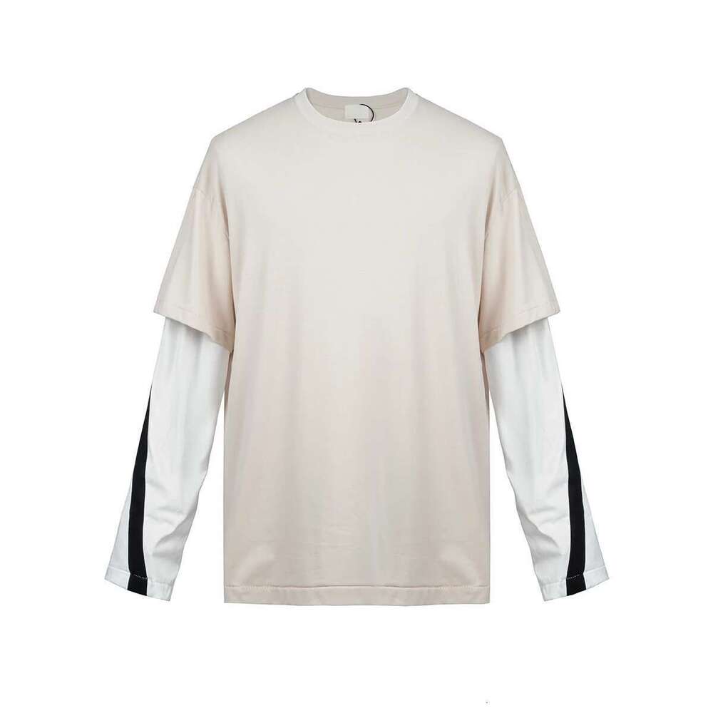 Y2k Streetwear Fake Two Pieces Color Match Long Sleeve Mens Fall Tshirts Crew Neck Casual Baggy Cotton T-Shirt Oversized