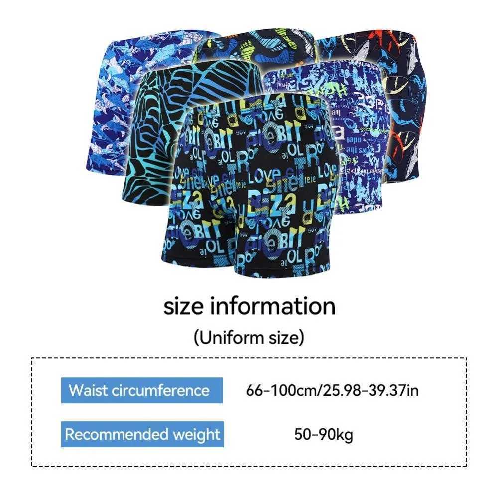 Mens Colorful Print Quick Dry Swimwear Men Trunks Swim Shorts Slim Fit Swimming Trunks for Beach Surf Beachwear W250214