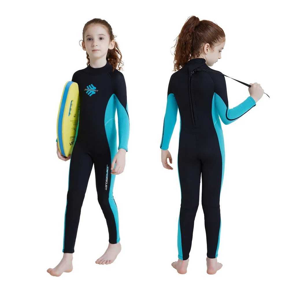 Kids Girls Boys 3mm Neoprene Wetsuit Childrens Thermal One-Piece Back Zipper For Water Sports Snorkeling Swimming Surfing Z250214