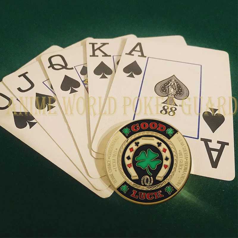 Poker Card Guard Protector Poker Cards Metal Souvenir Chips Set Casino Dealer Coin Poker Game Holdem Accessories Lucky ItemXJ250214