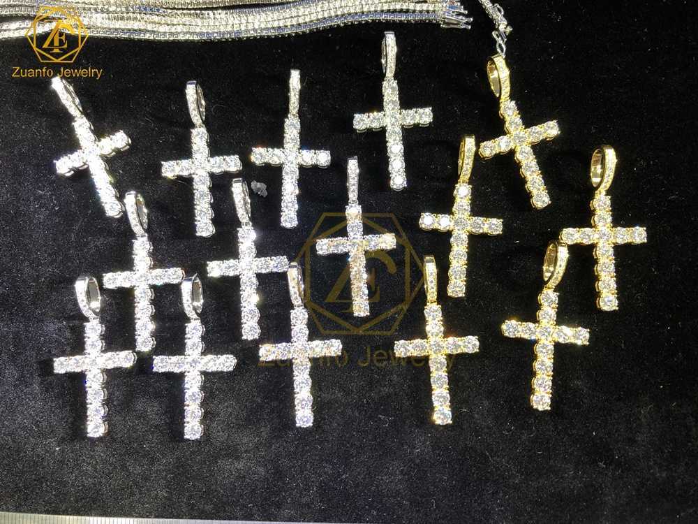 5mm Mossanite Charm Christian Jewelry GRA Certified Women Men 925 Sterling Silver Chain D VVS Black Moissanite Cross Pendant