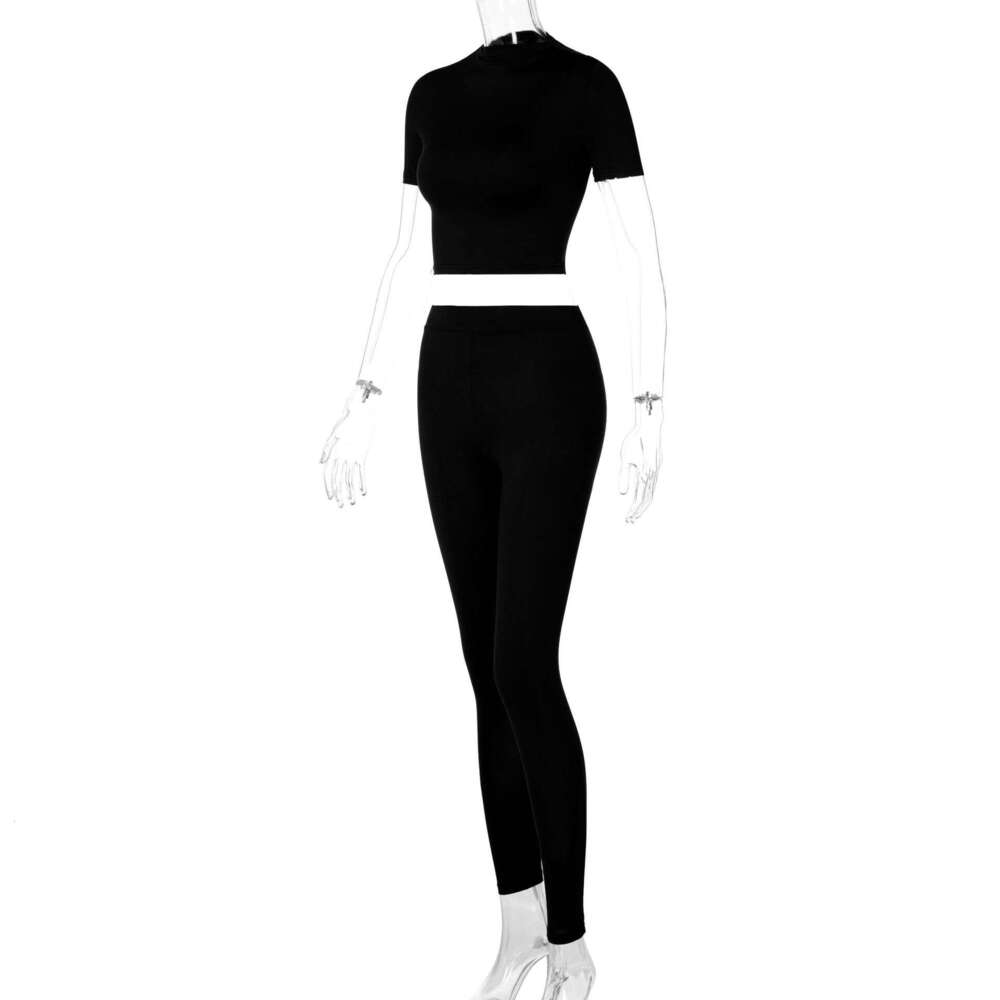 European and American tyle pring fahion caual hort leeved crop top lim fit port uit women' wholeale 2025 temperament veratile new trend clothing