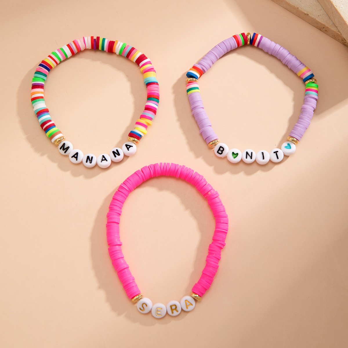 fashion Soft ceramic colored letter set Bohemian star shaped round bead bracelet Bracelet