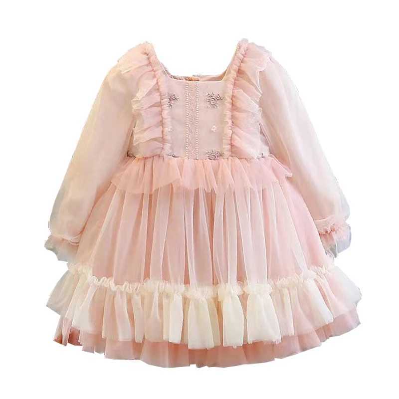 New Princess Dress Girls Dress Spring Autumn Kids Clothes Birthday Dress Par Long-sleeved for Children Cake skirt Flower 2-8Y Z250214