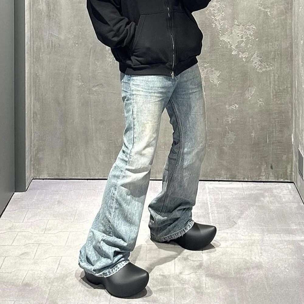 Haruku Streetwear Washed Vintage Solid Jeans Men's Y2k Straight Baggy Flare Pants Unisex Oversized Casual Denim Trousers