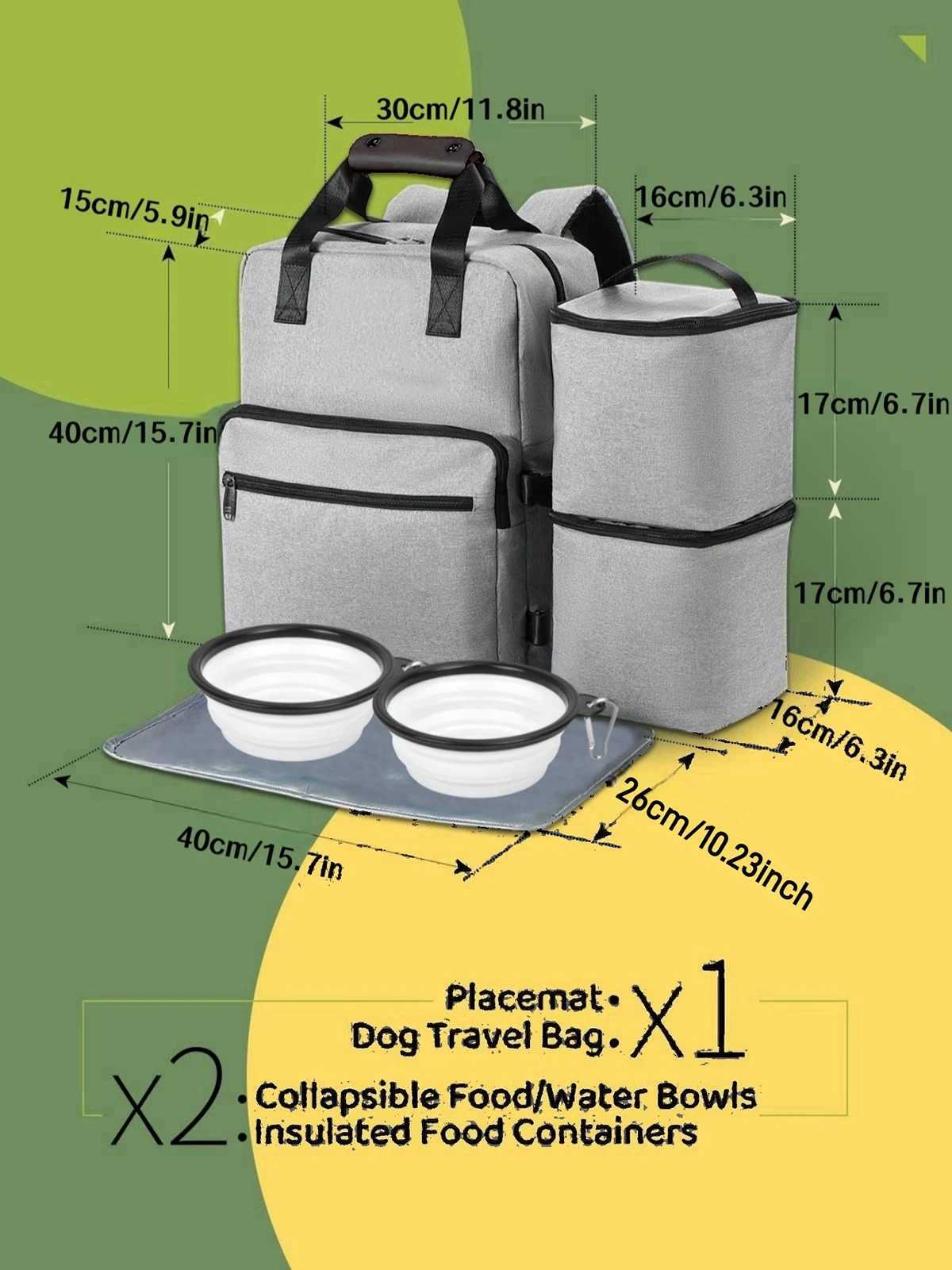 Others Dog Carrier Pet Supplies Backpack Dog Cat Food Diaper Storage Backpacks Weekend Outdoor Large Capacity Tote Bag with Water Bowl Containers H250
