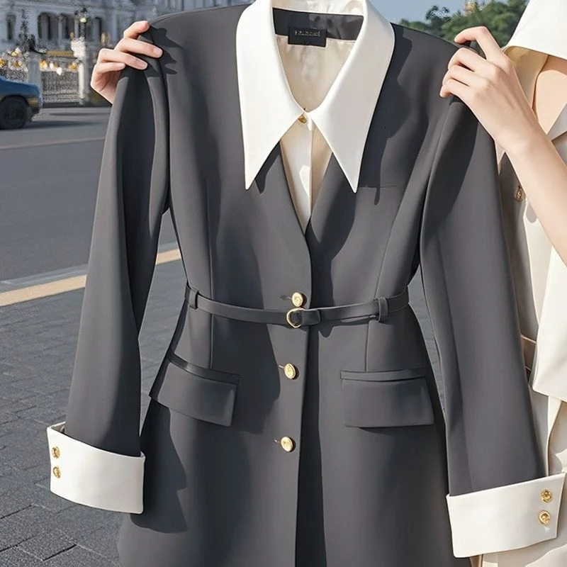 Spring Autumn Fashion Womens Suit Jacket Niche Unique Chic AgeReducing French Senior Sense Two Women Blazer 250213