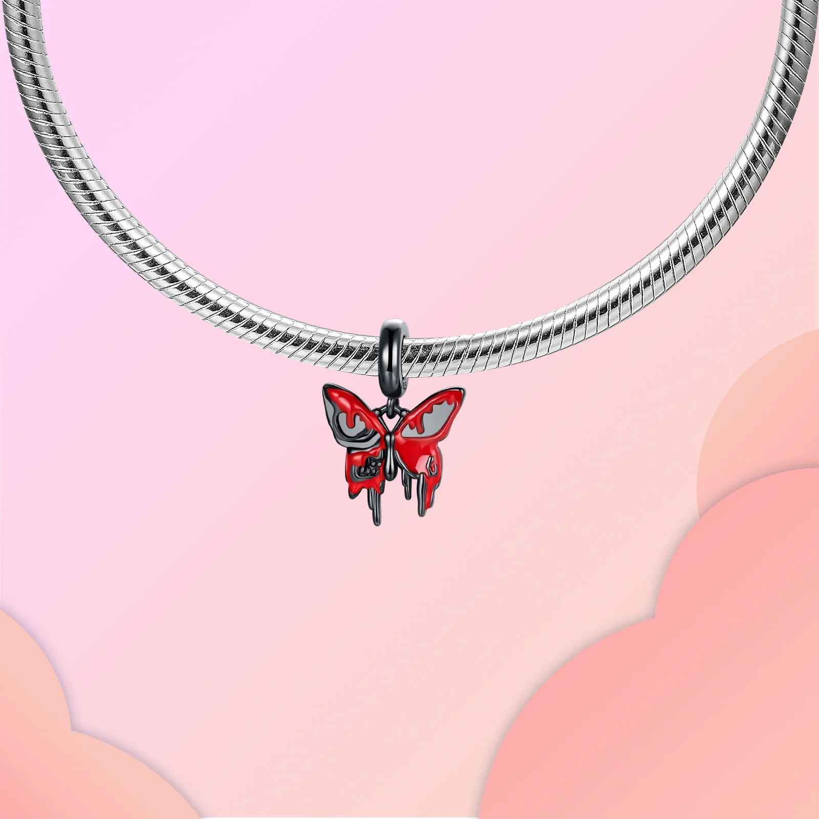 925 Sterling silve Halloween Red Butterfly Pumpkin Castle Charm Fit 4mm aperture Bracelet Charm Bead Necklace Diy Women Jewelry 250214