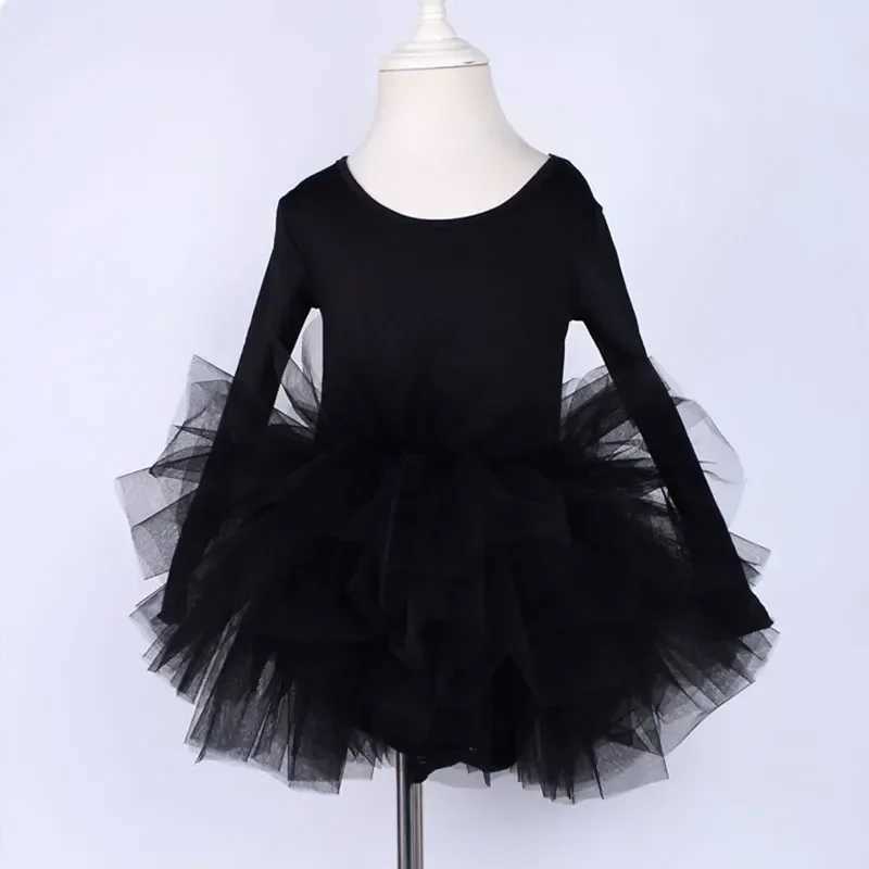 Girl Ballet Tutu Dress Fashion Kids Dancing Par Long Sleeve Vest Dress Performance Costume Princess Wedding Girl Dress L011 Z250214