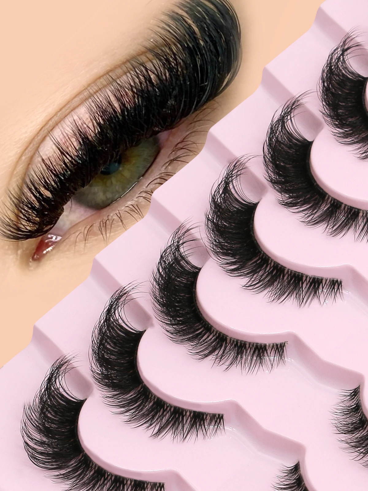 GROINNEYA Cat Eye Lashes Natural long Clear Band Lashes Winged End Eye Elongated Eyelashes Faux Mink Eyelashes Makeup 250118
