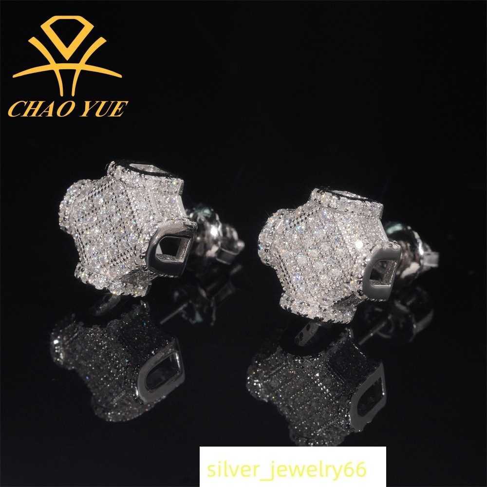 Hot selling personalized new 925 silver vvs moissani spiral earrings full of design and hip-hop earrings