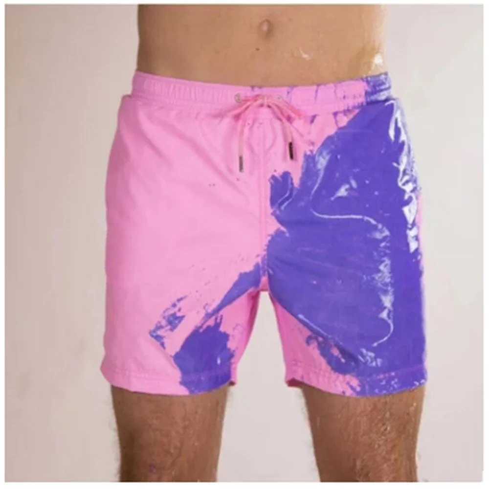 Mens swimming shorts water and temperature sensitive color changing beach shorts summer swimming shorts surfing shorts magical swimsuit W250214