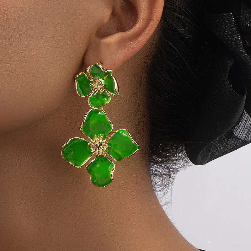 Fashionable temperament enamel drop glaze double wer earrings, and earrings for women
