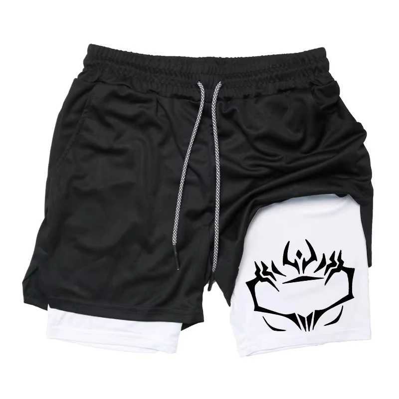 Graphic 2 in 1 Athletic Shorts for Men Gym Workout Running Performance Shorts with Compression Liner Phone Pocket Towel LoopXJ250213