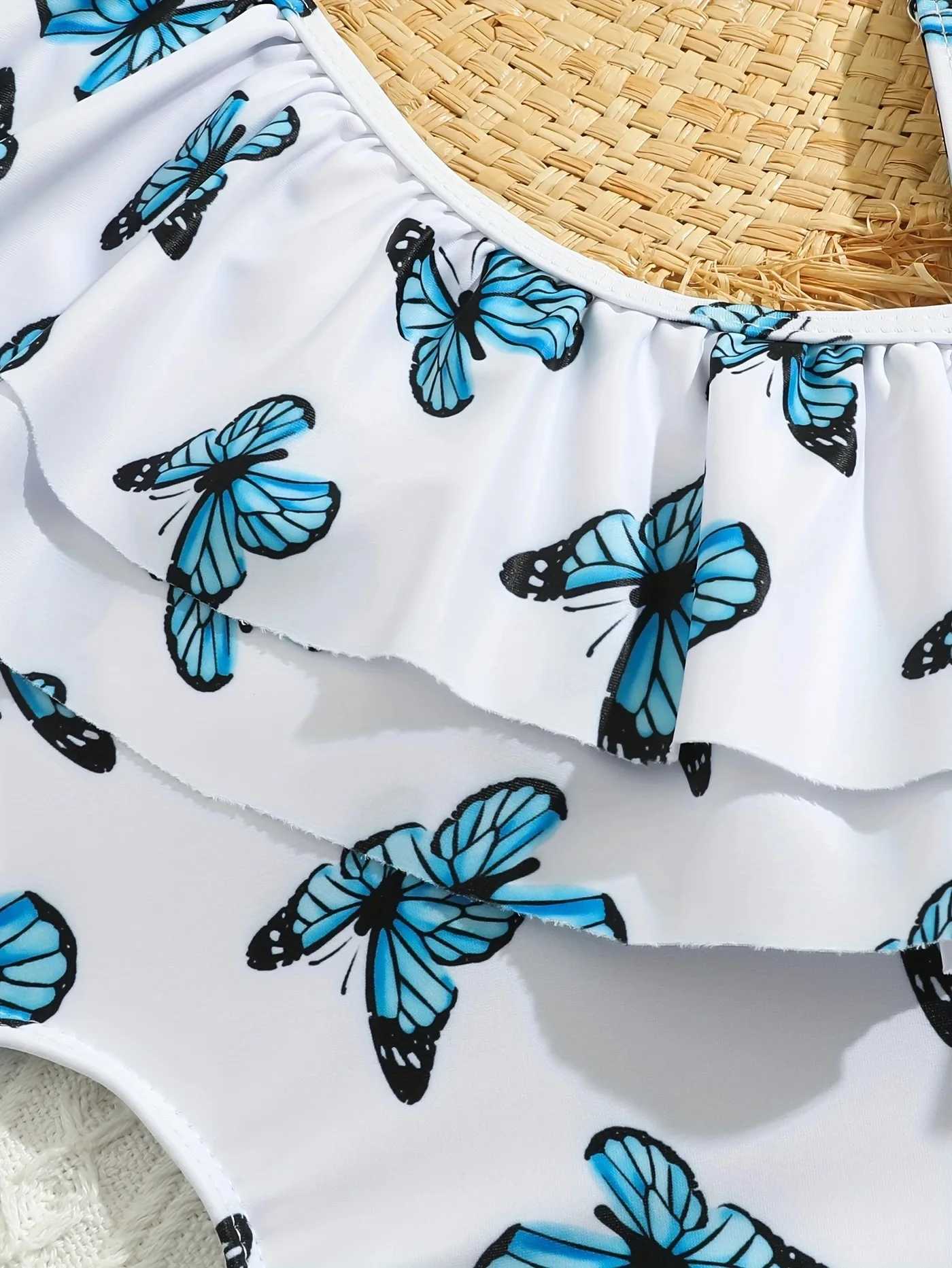 2025 Girls Swimsuit One Piece Butterfly Kids Swimwear Ruffle Childrens Bathers Bathing Swimming Swim Suit Summer Beachwear Z250214