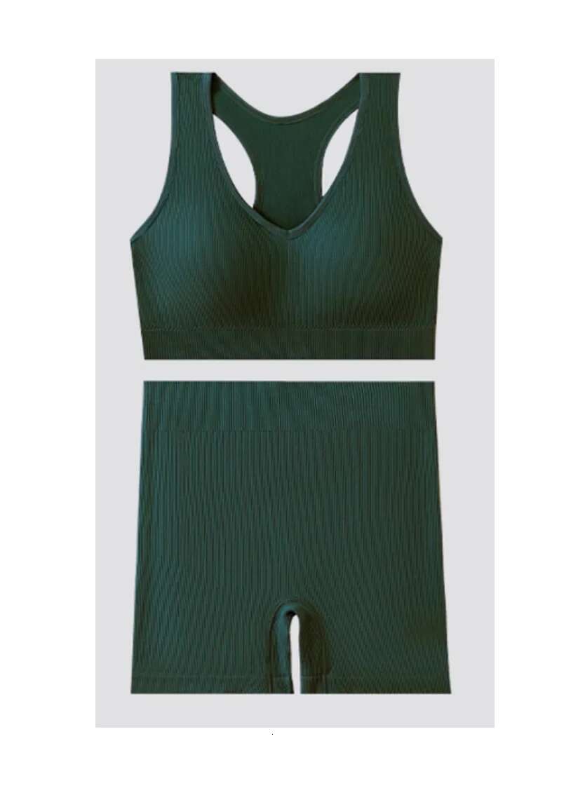 Yoga Set With Chest Pad Shockproof Back And Hip Shorts Sports Bra Clothes For Women