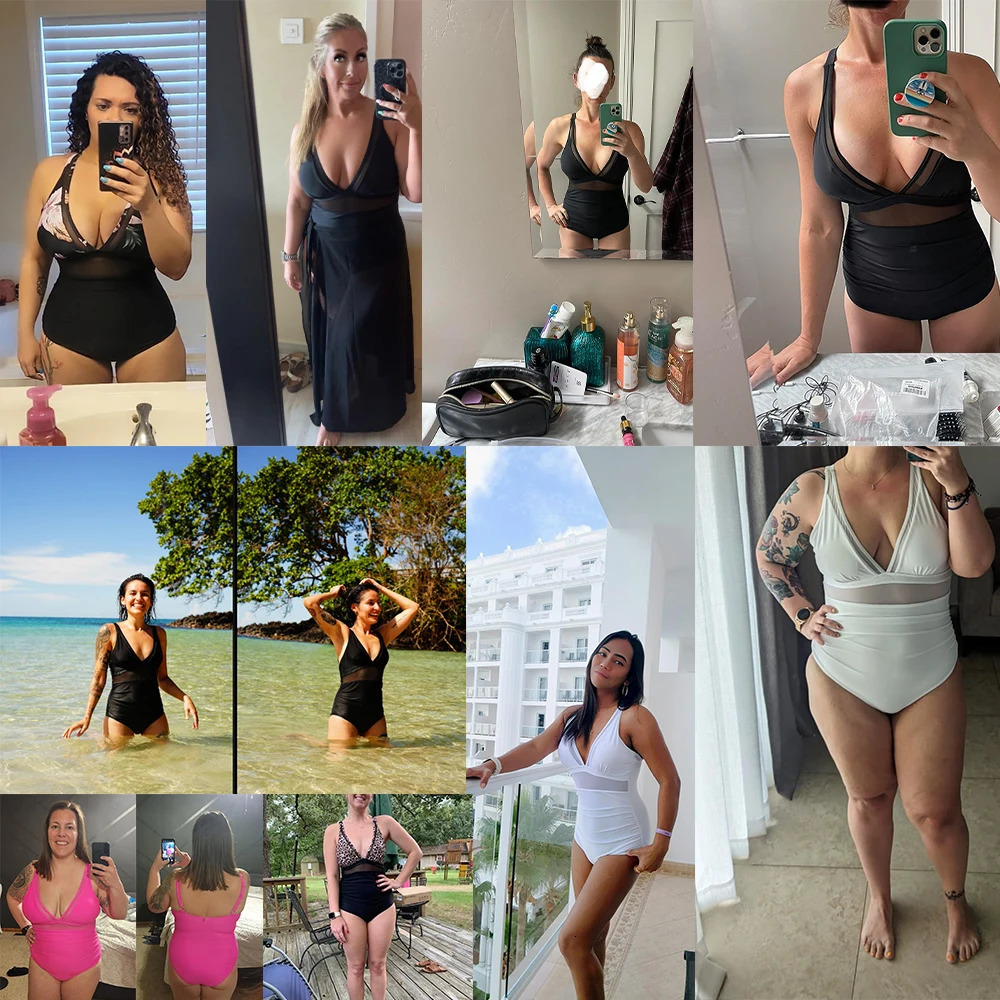 One Piece Swimsuit Women Hollow Out Bathing Suit Women Tummy Control Halter Swimwear Bikini Woman Push Up Swimsuits Female 250214